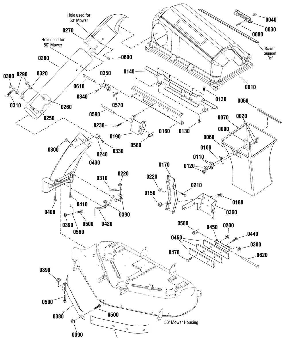 50" Grass Catcher Diagram and Parts List for 1695284  Briggs and Stratton Lawn Tractor Accessories